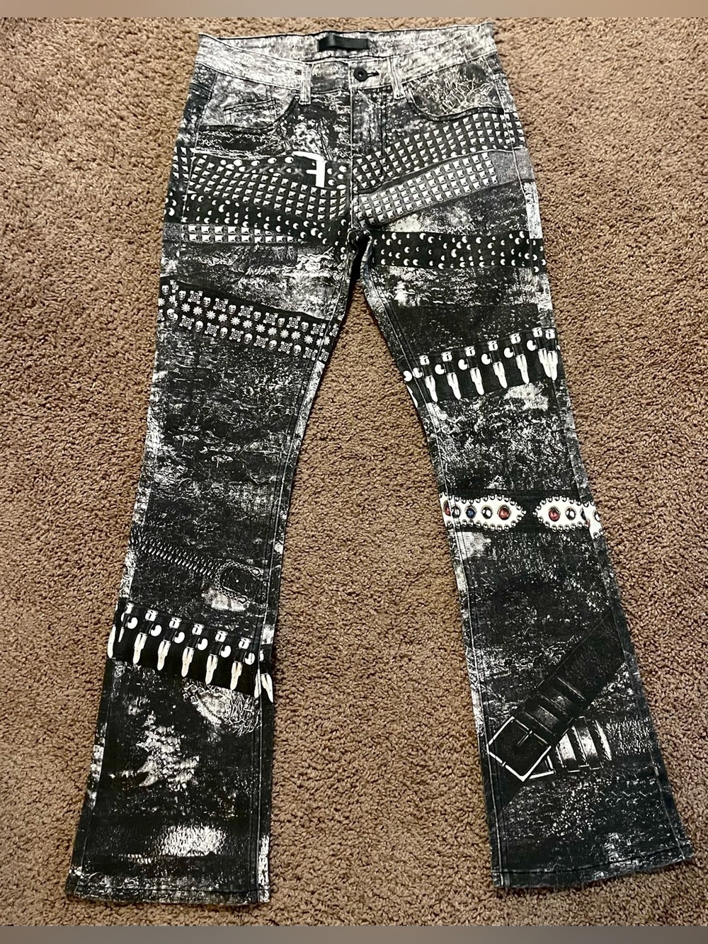 KDNK Black & White Graphic Jeans 1 Of 1 Sample